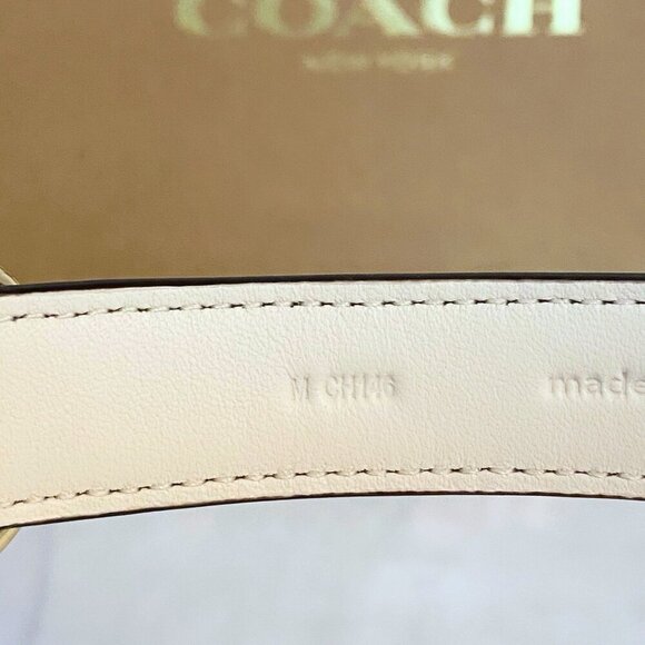 Coach Dog Collar & Apple AirTag Tracker Khaki Chalk Signature C NIB Medium - Picture 9 of 13